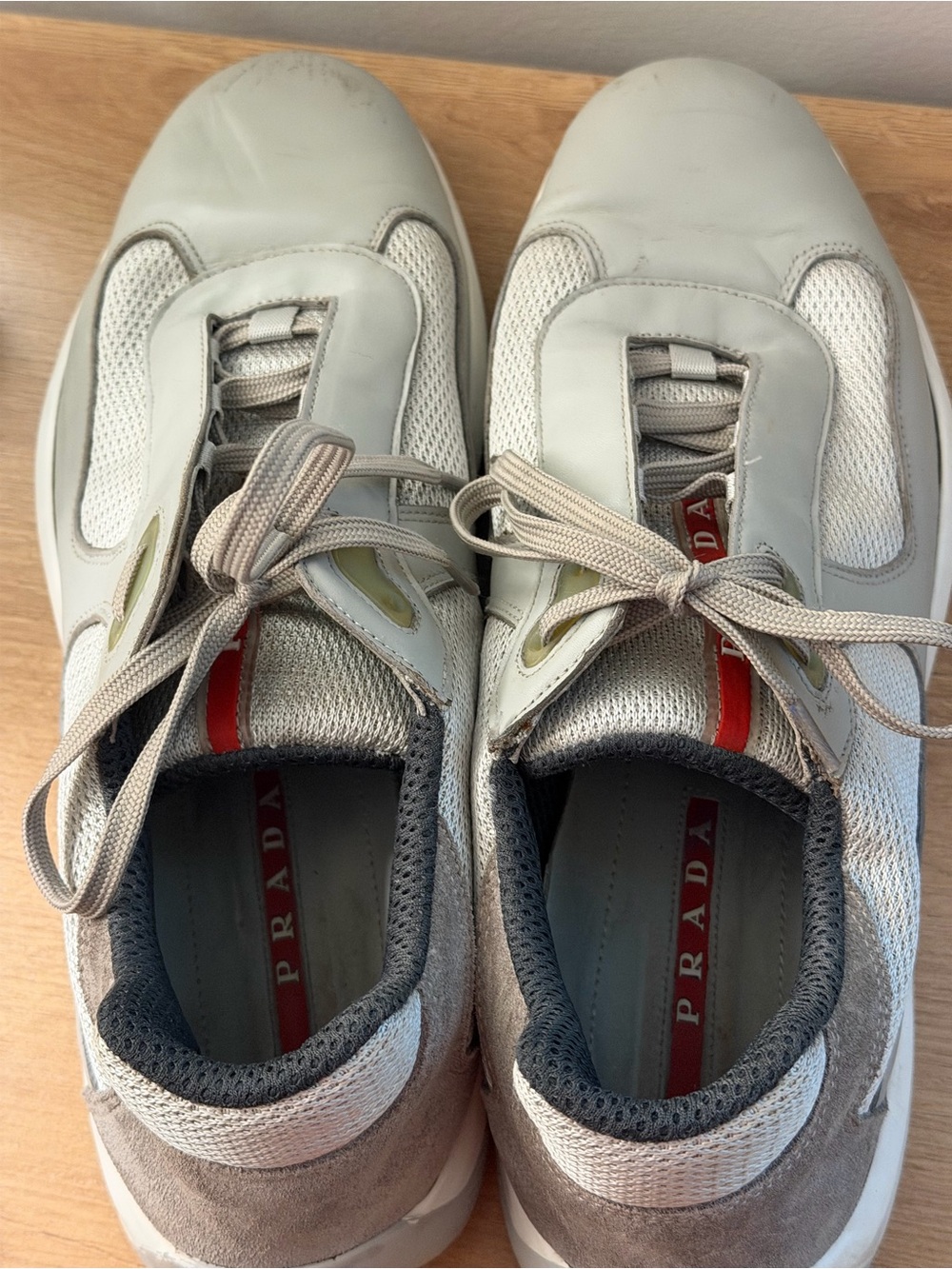 Prada Cup Men's Gray Casual Lace-Up Sneakers - Picture 11 of 16